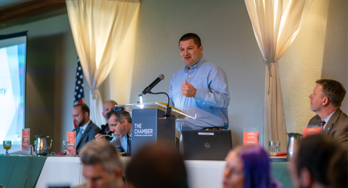 Cow Creek Umpqua government and businesses leaders recently participated in important discussions about education at the Chamber Forum hosted by the Chamber of Medford and Jackson County.