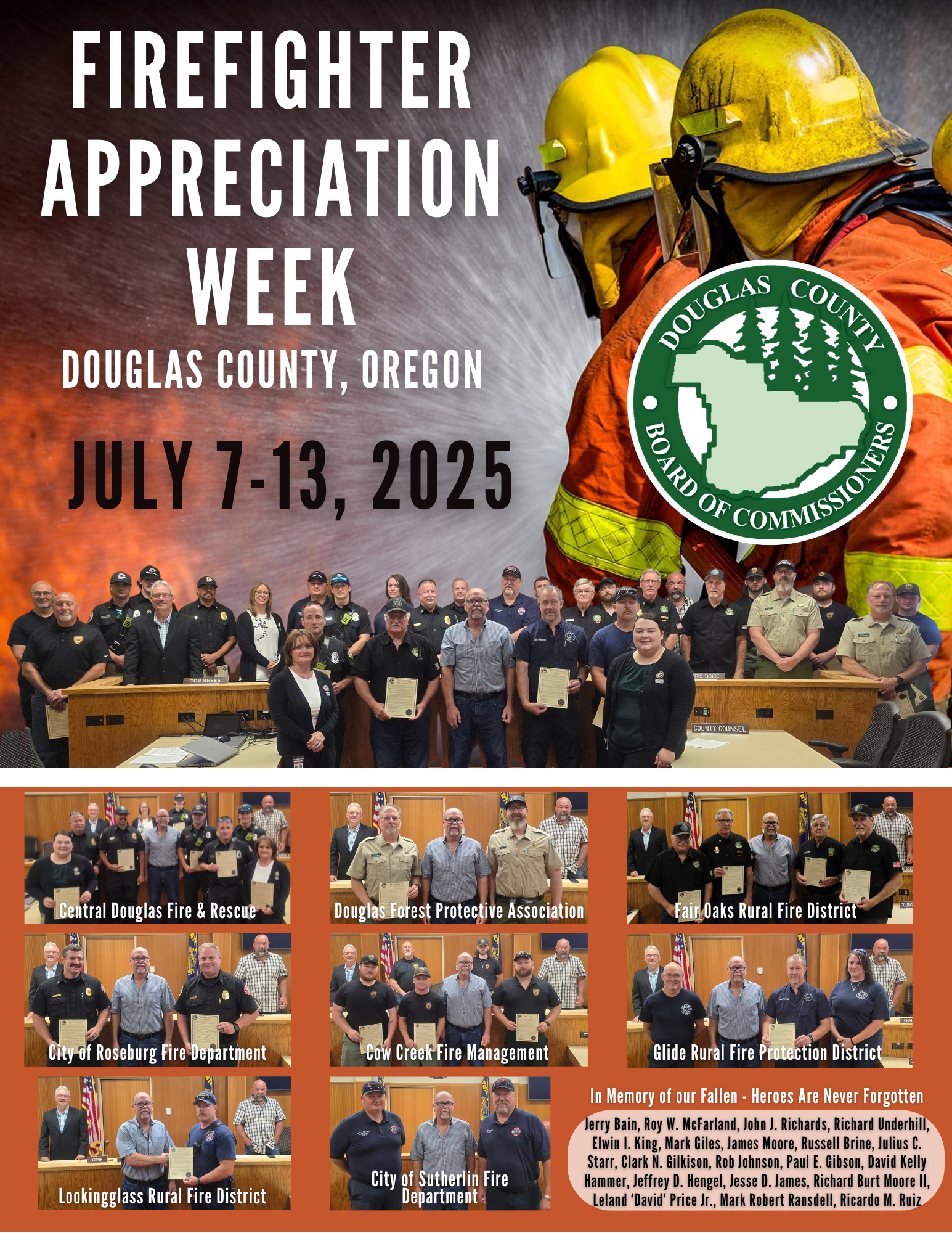 The ceremony celebrated those who choose to serve in any capacity in risking their lives for the community. The event also honored the memory of 19 fallen firefighters from Douglas County who made the ultimate sacrifice in the line of duty.